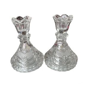2 lead Crystal Candle holders Anna Hutte